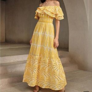 Yellow Off-Shoulder Maxi Dress